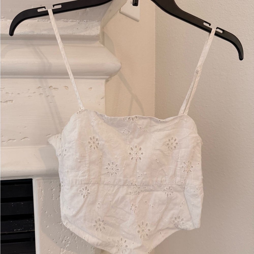 Elegant White Eyelet Crop Top